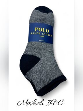 Polo Ralph Lauren Men's Size 10-13 Black/Grey Set of 4 Supersoft Quarter Socks